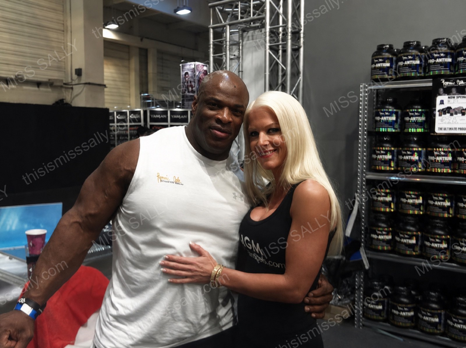 Miss Sally with a pro bodybuilder